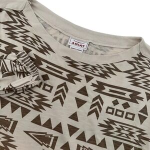 ARIAT Womens Grand View Top Long Sleeve Southwestern Aztec Print Beige M